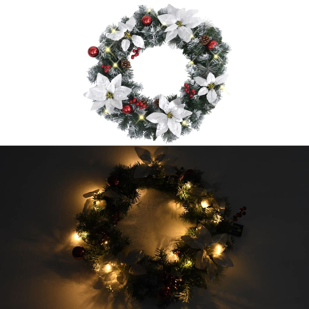 Kerstkrans Met Led-Lampjes 60 Cm Pvc Groen