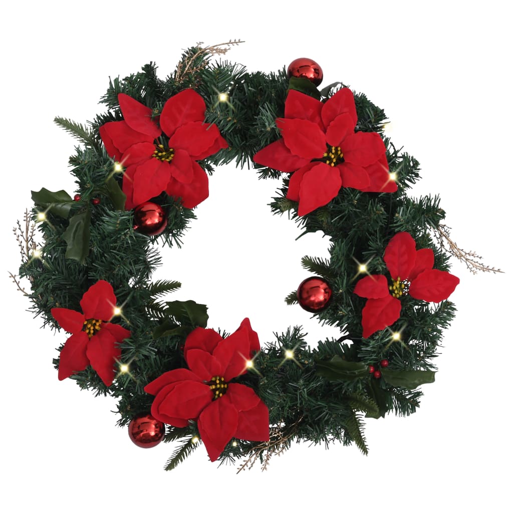 Kerstkrans Met Led-Lampjes 60 Cm Pvc Groen