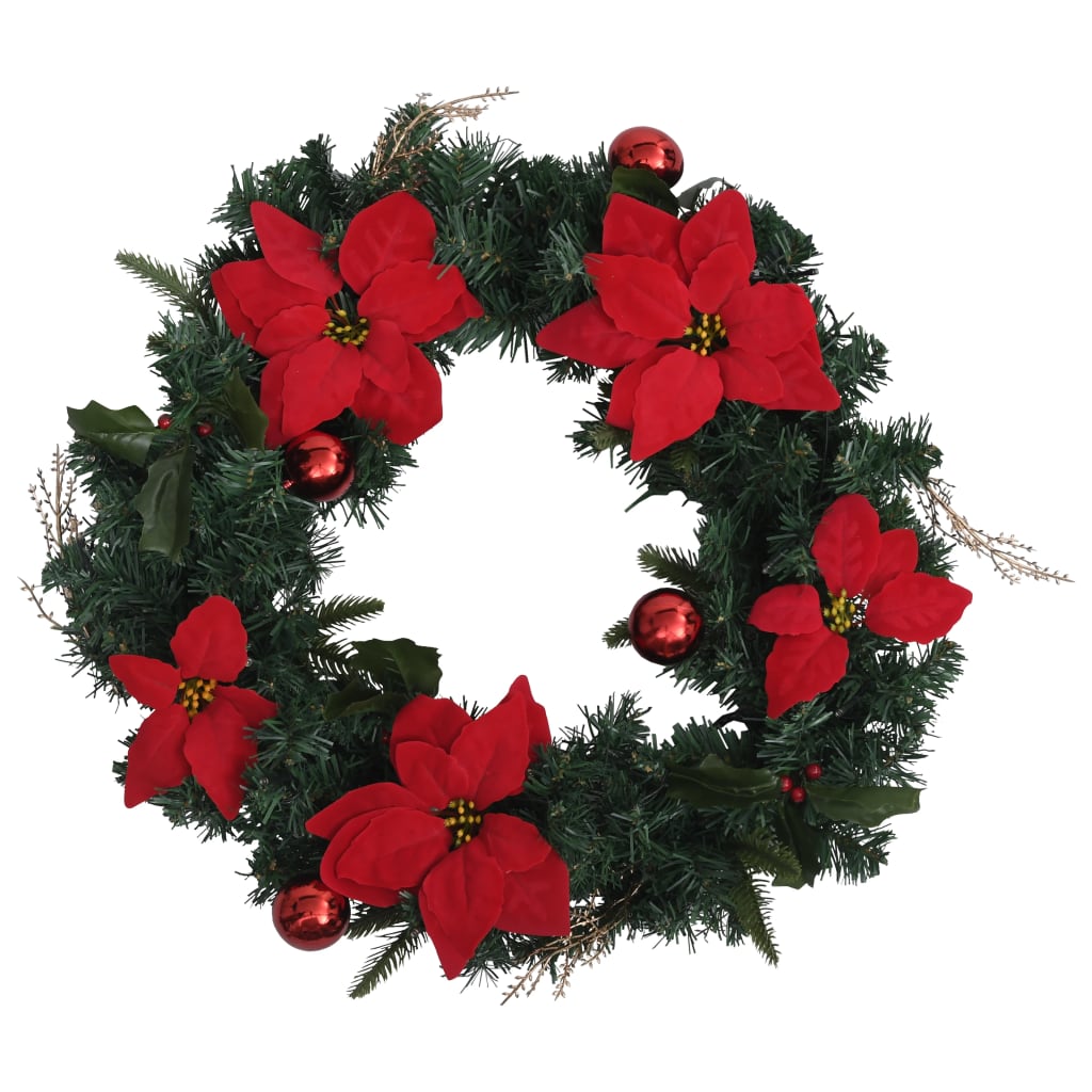 Kerstkrans Met Led-Lampjes 60 Cm Pvc Groen