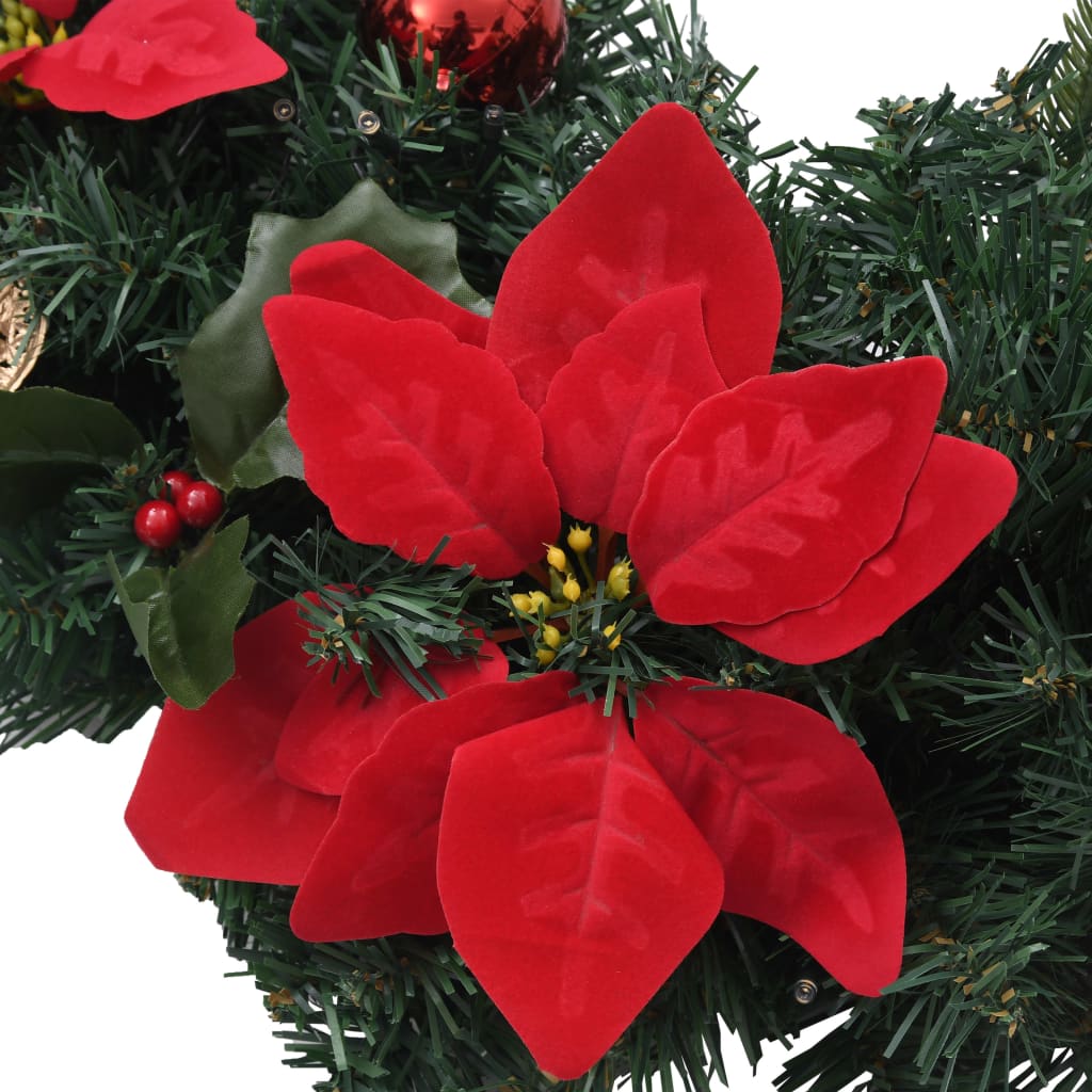 Kerstkrans Met Led-Lampjes 60 Cm Pvc Groen