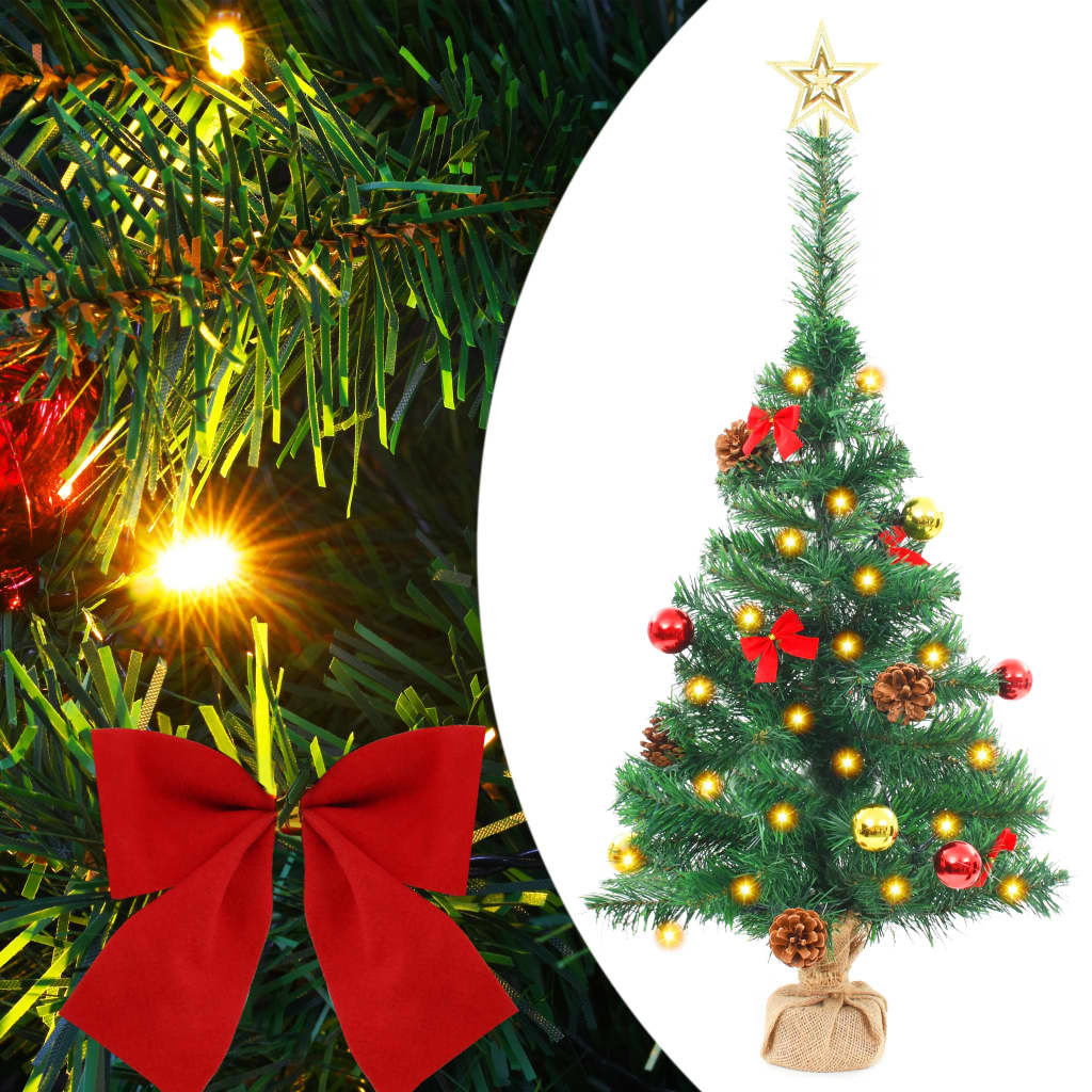Kunstkerstboom Met Kerstballen En Led's 64 Cm Groen