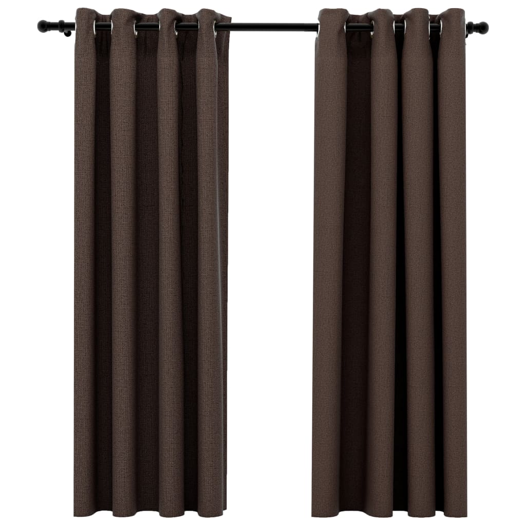 Gordijnen Linnen-Look Verduisterend Ogen 2 St 140X175 Cm Taupe