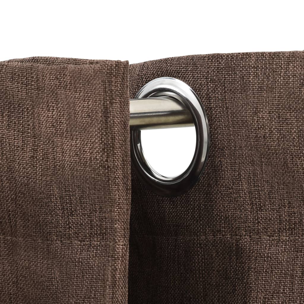Gordijnen Linnen-Look Verduisterend Ogen 2 St 140X225 Cm Taupe