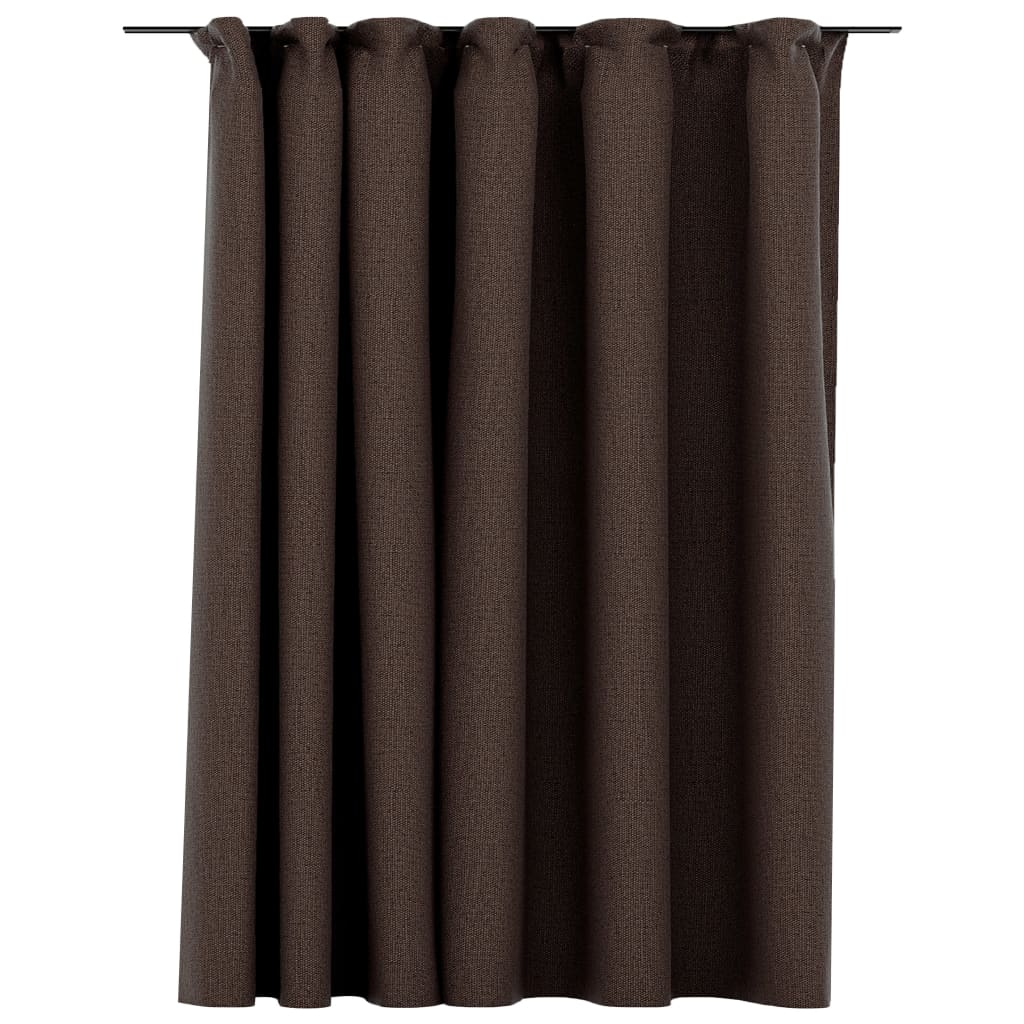 Gordijn Linnen-Look Verduisterend Met Haken 290X245 Cm Taupe