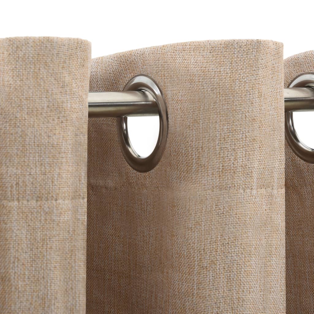 Gordijnen Linnen-Look Verduisterend Ogen 2 St 140X175 Cm Beige