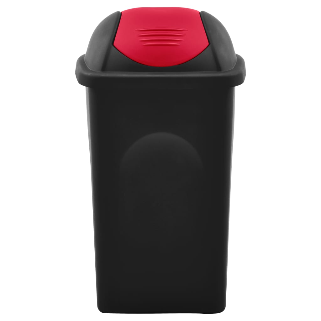 Vuilnisbak Met Schommeldeksel 60 L Zwart En Rood