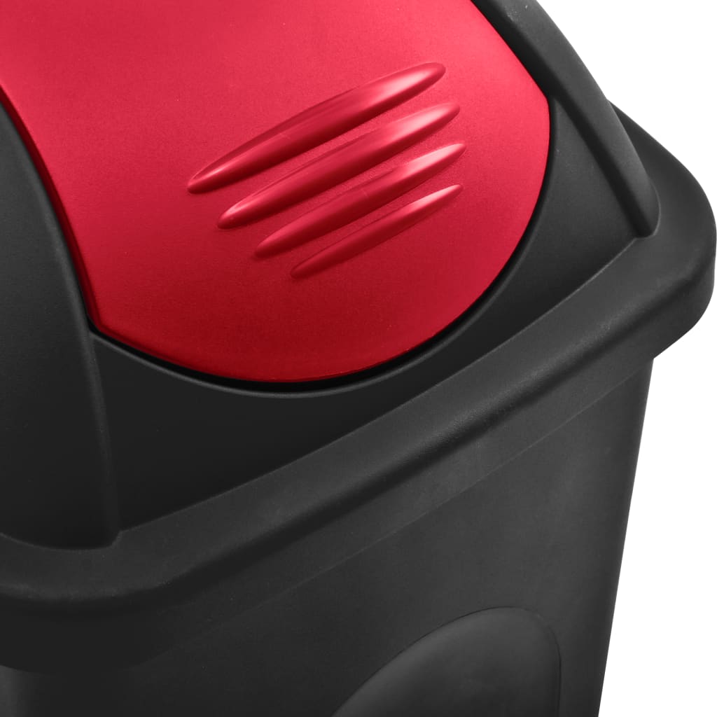 Vuilnisbak Met Schommeldeksel 60 L Zwart En Rood