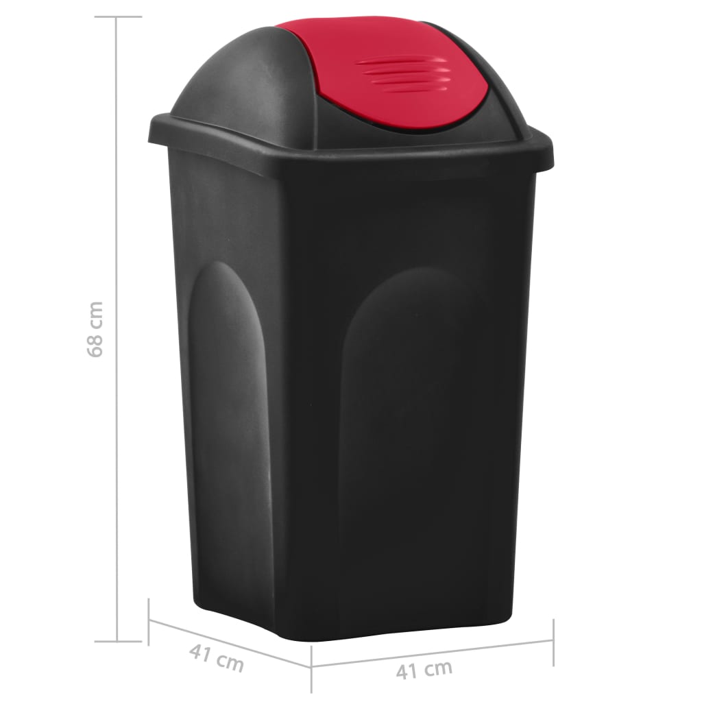 Vuilnisbak Met Schommeldeksel 60 L Zwart En Rood