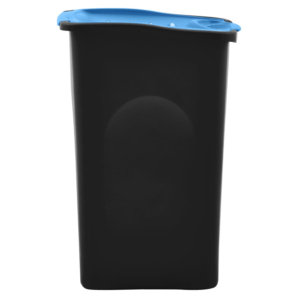 Vuilnisbak Met Scharnierdeksel 50 L Zwart En Blauw