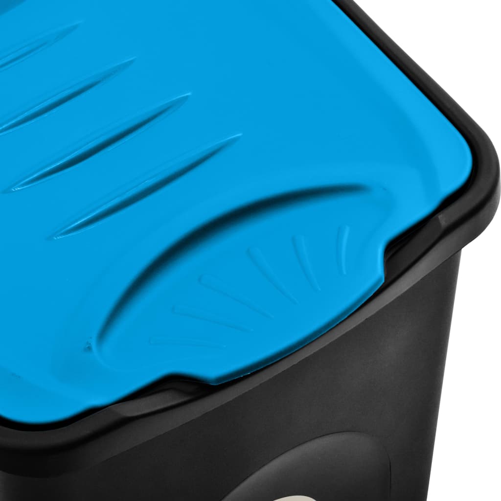 Vuilnisbak Met Scharnierdeksel 50 L Zwart En Blauw