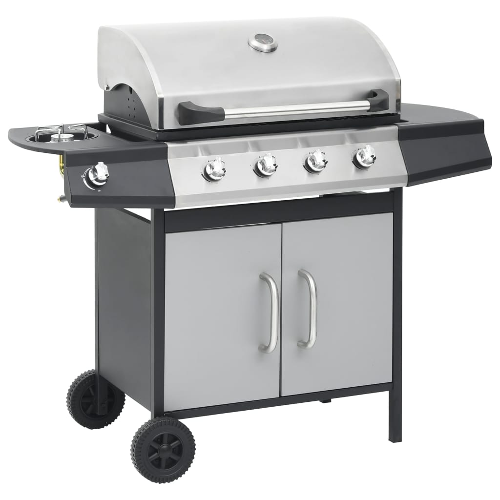 Gasbarbecue 4+1 Kookzone Staal En Roestvrij Staal Zwart Zilver