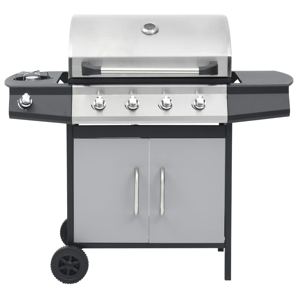 Gasbarbecue 4+1 Kookzone Staal En Roestvrij Staal Zwart Zilver