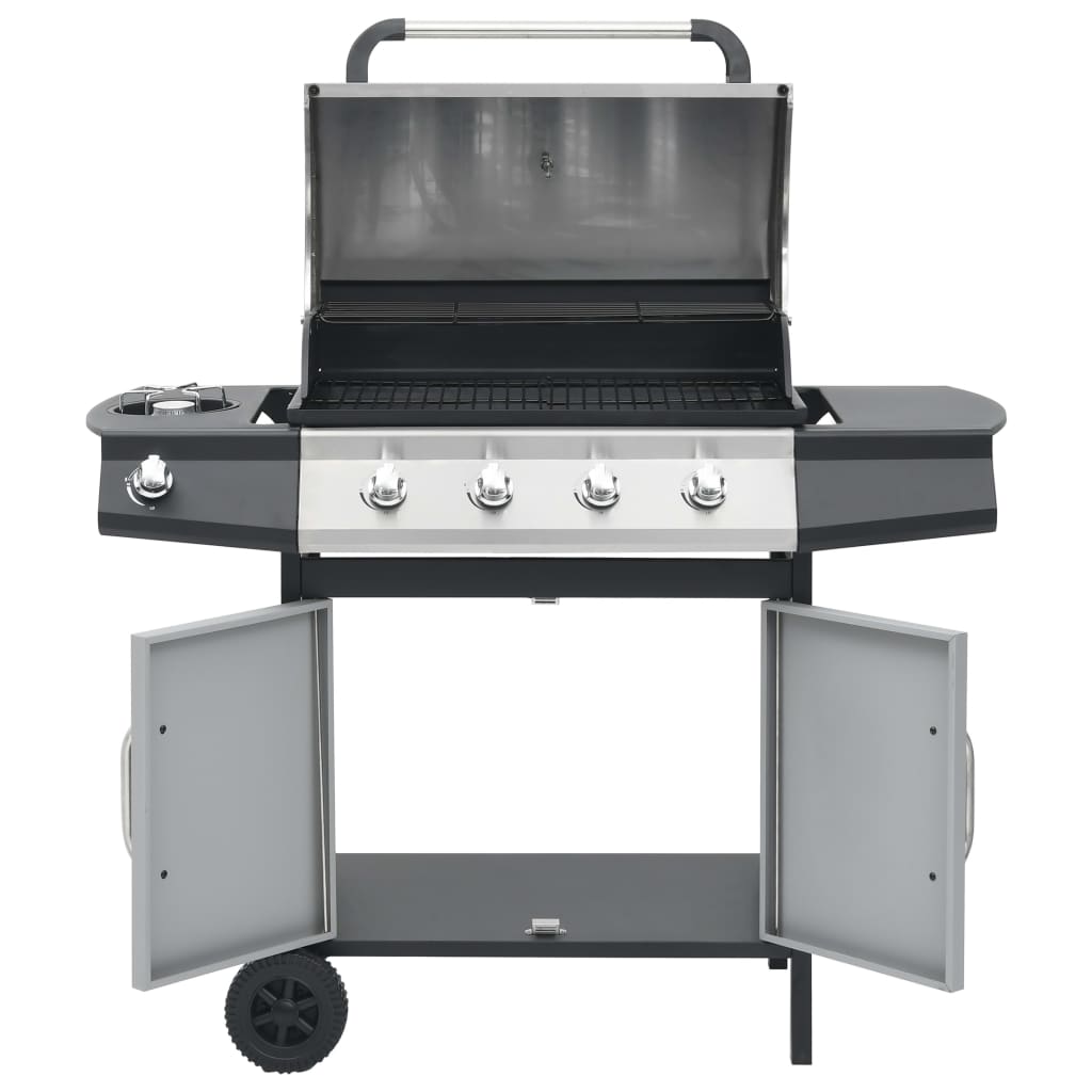 Gasbarbecue 4+1 Kookzone Staal En Roestvrij Staal Zwart Zilver