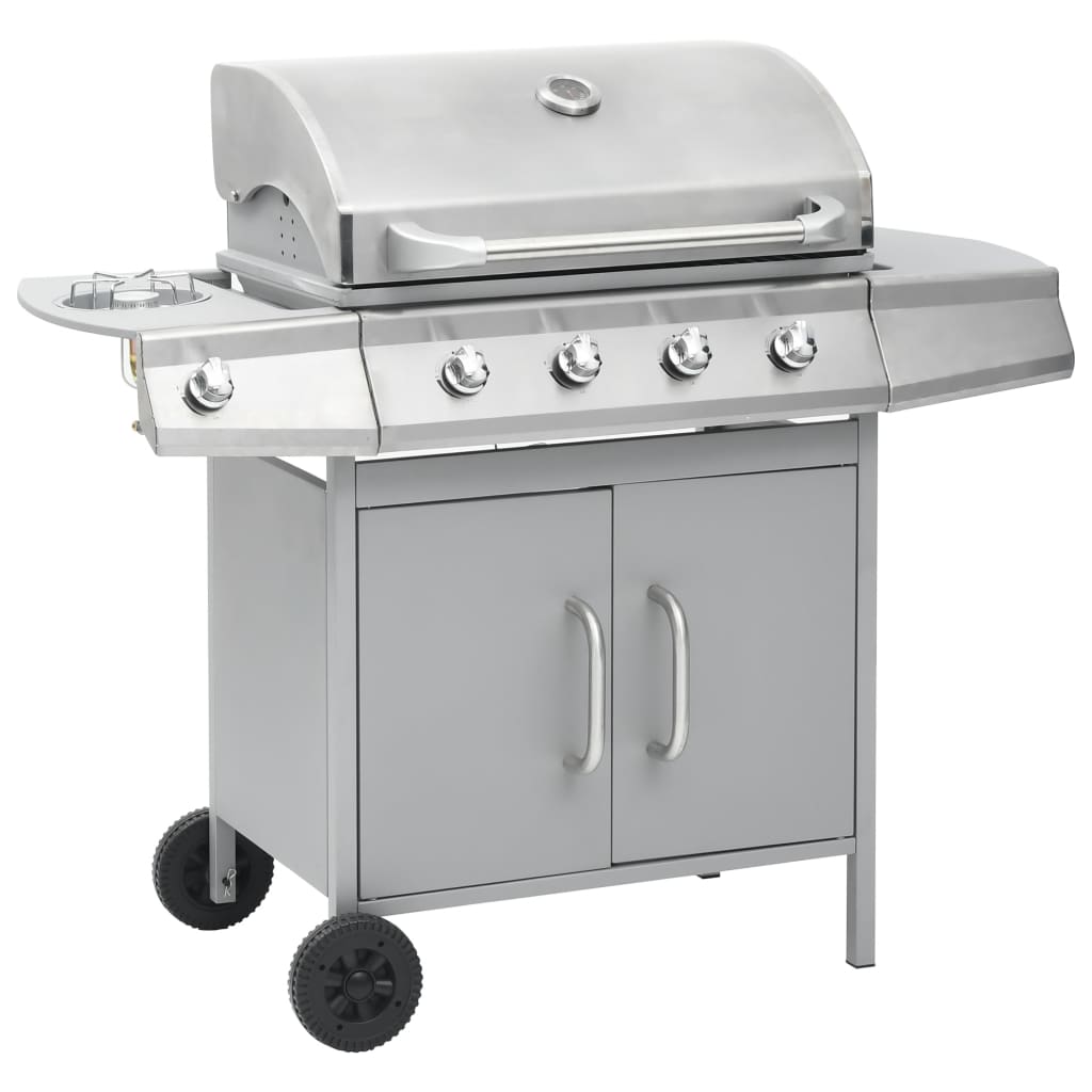 Gasbarbecue 4+1 Kookzone Roestvrij Staal Zilverkleurig