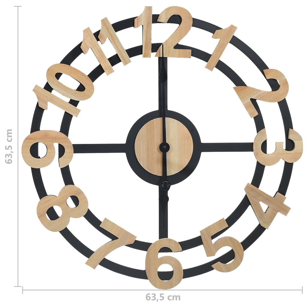Wandklok 63,5 Cm Mdf Goudkleurig En Zwart