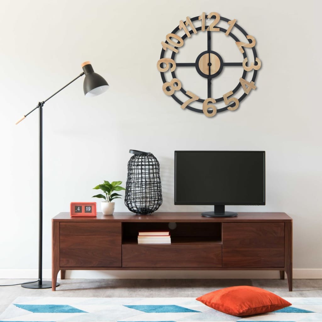 Wandklok 63,5 Cm Mdf Goudkleurig En Zwart