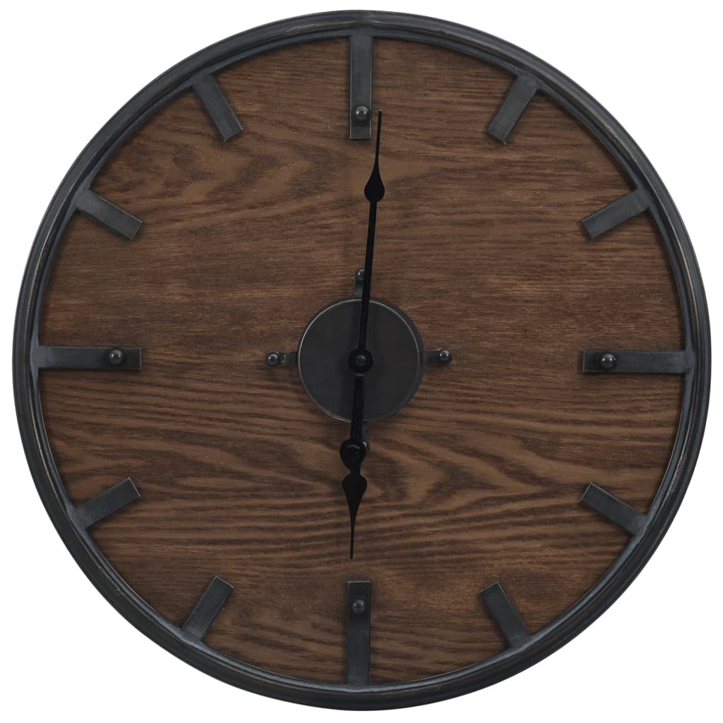 Wandklok 45 Cm Ijzer En Mdf Bruin En Zwart