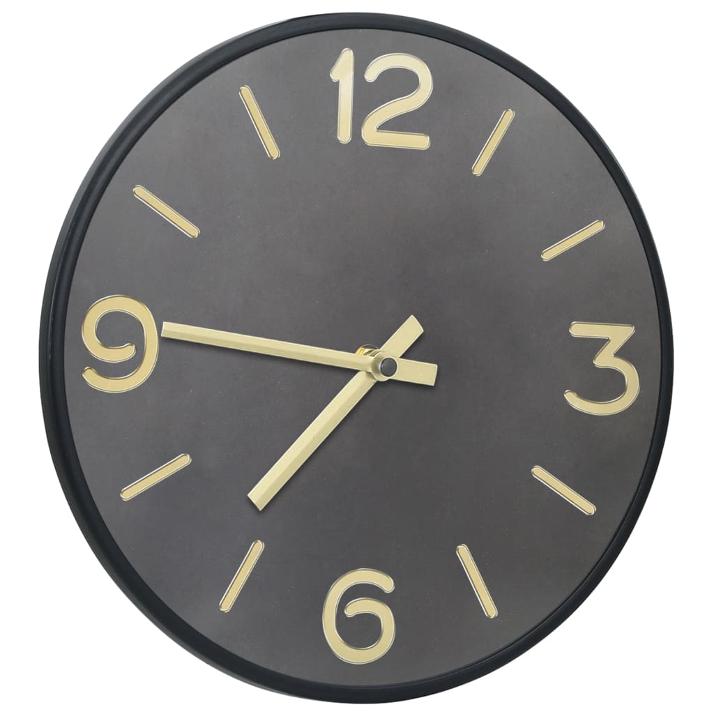 Wandklok 31,5 Cm Ijzer En Mdf Antraciet En Goudkleurig