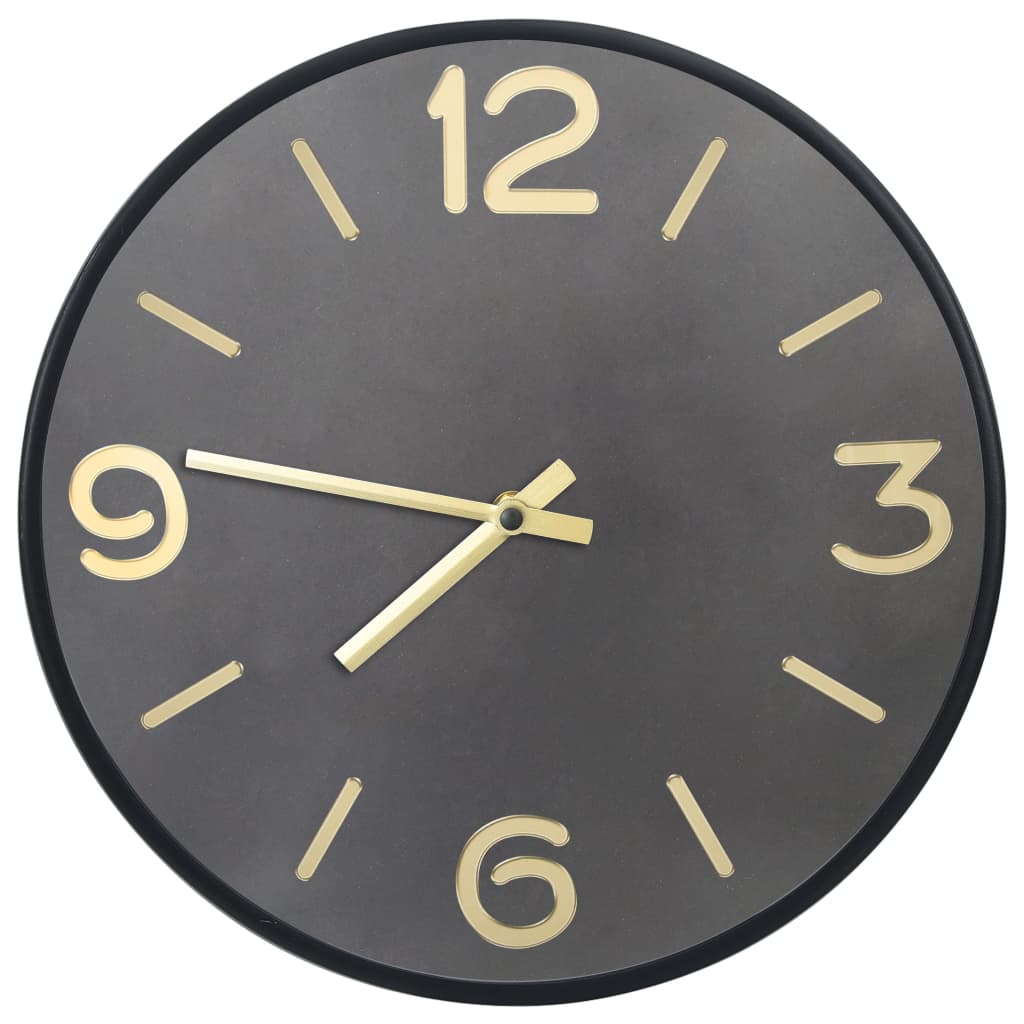 Wandklok 31,5 Cm Ijzer En Mdf Antraciet En Goudkleurig