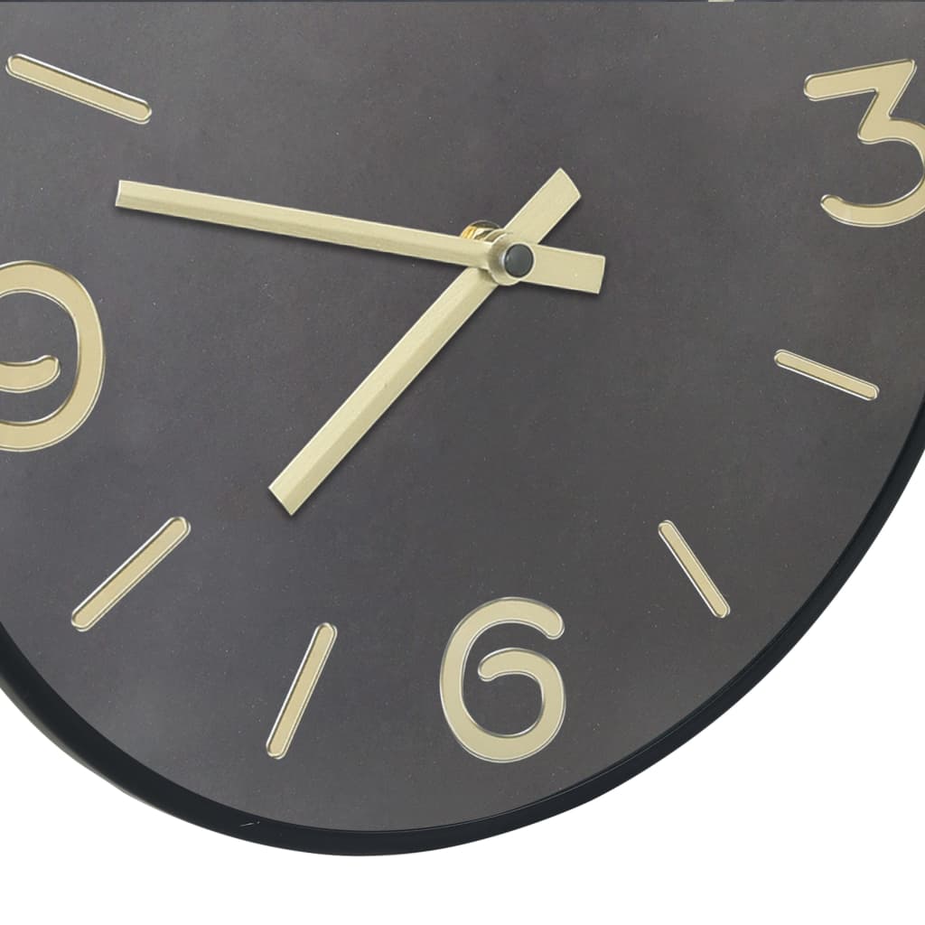 Wandklok 31,5 Cm Ijzer En Mdf Antraciet En Goudkleurig