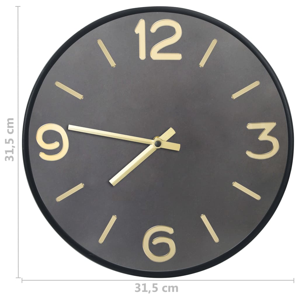 Wandklok 31,5 Cm Ijzer En Mdf Antraciet En Goudkleurig