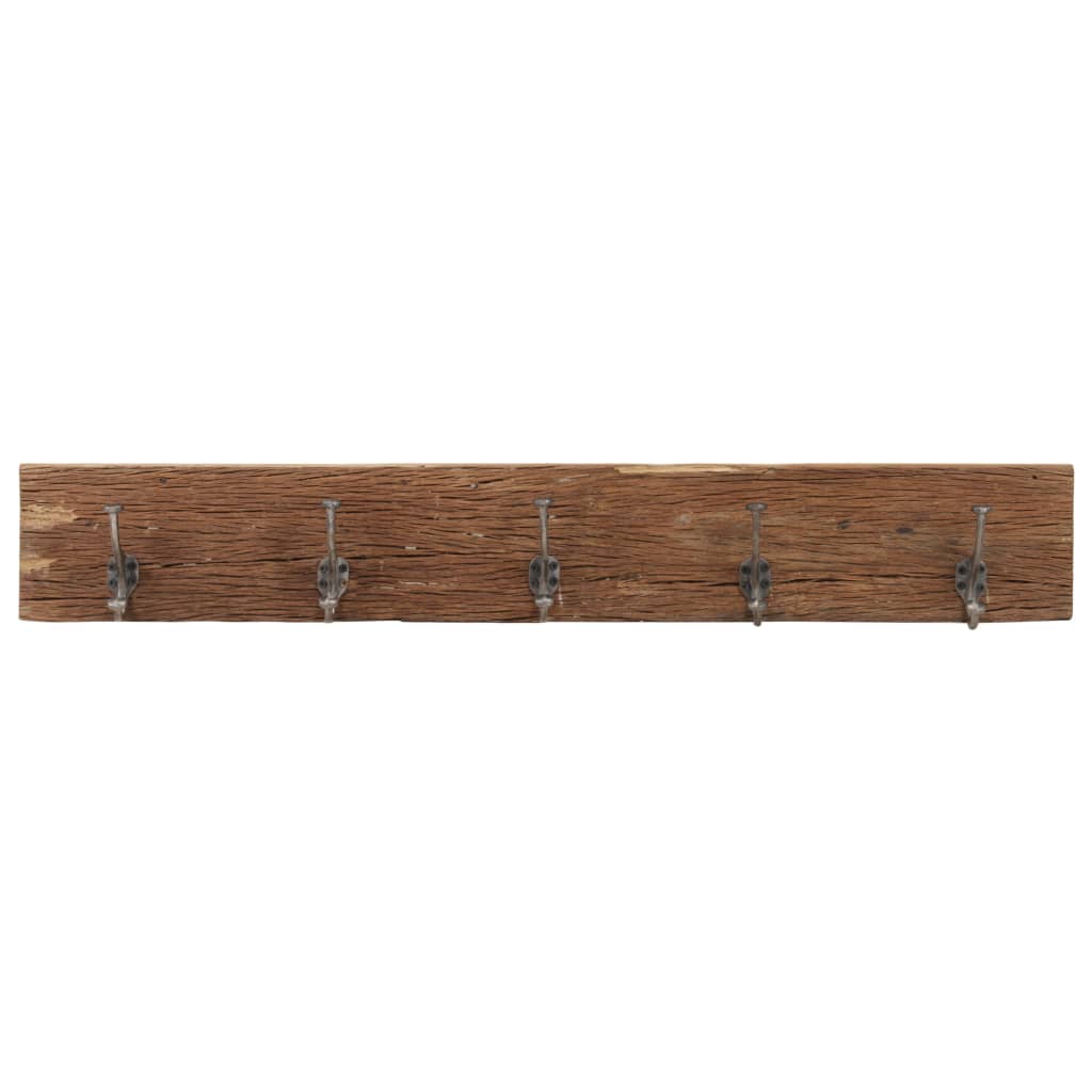 Wandkapstok Met 5 Haken 100X2,5X15 Cm Massief Gerecycled Hout