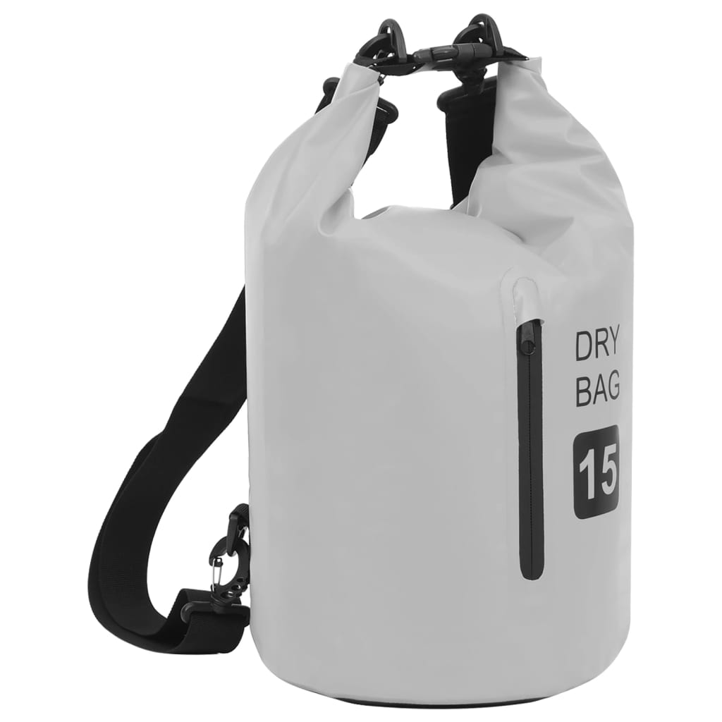 Drybag Met Rits 15 L Pvc Grijs