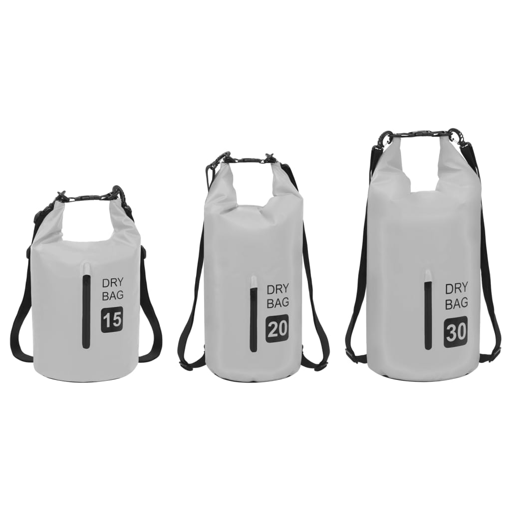 Drybag Met Rits 30 L Pvc Grijs