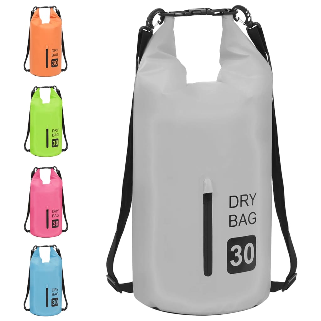 Drybag Met Rits 30 L Pvc Grijs