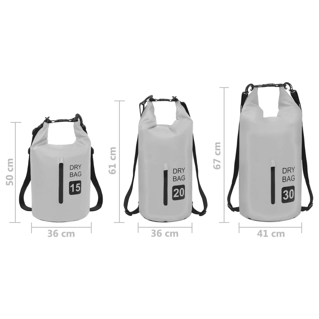 Drybag Met Rits 30 L Pvc Grijs