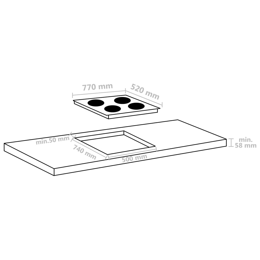 Inductiekookplaat 4 Zones Aanraakbediening 7000 W 77 Cm Glas