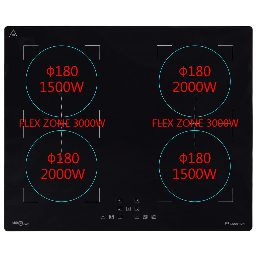 Inductiekookplaat Flexizone Aanraakbediening Inbouw 3000W 60 Cm