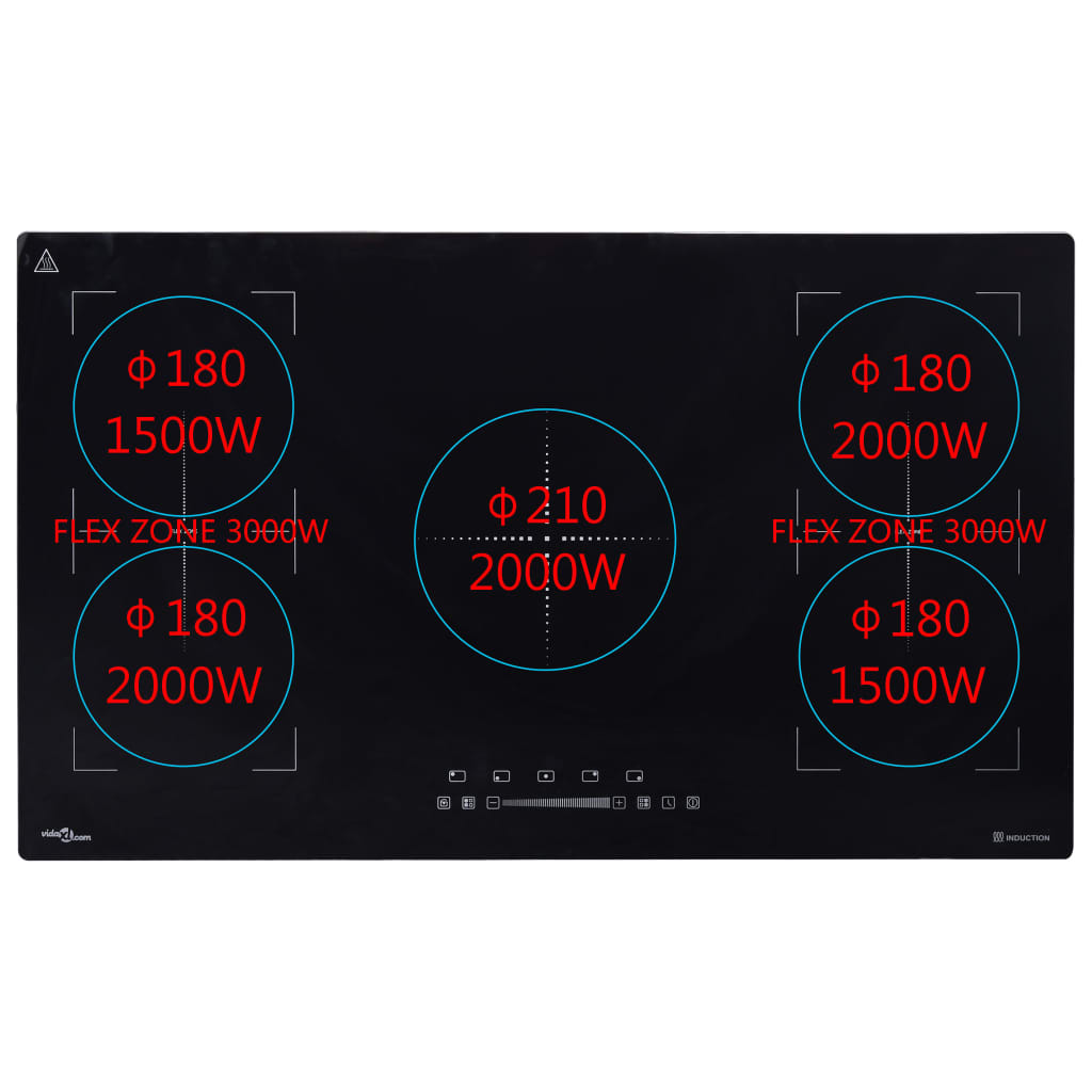 Inductiekookplaat Flexizone Aanraakbediening Inbouw 3000W 86 Cm
