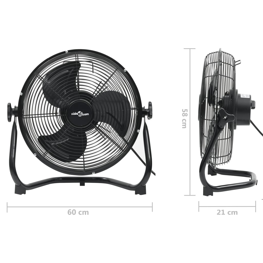 Vloerventilator 3 Snelheden 120 W 60 Cm Zwart