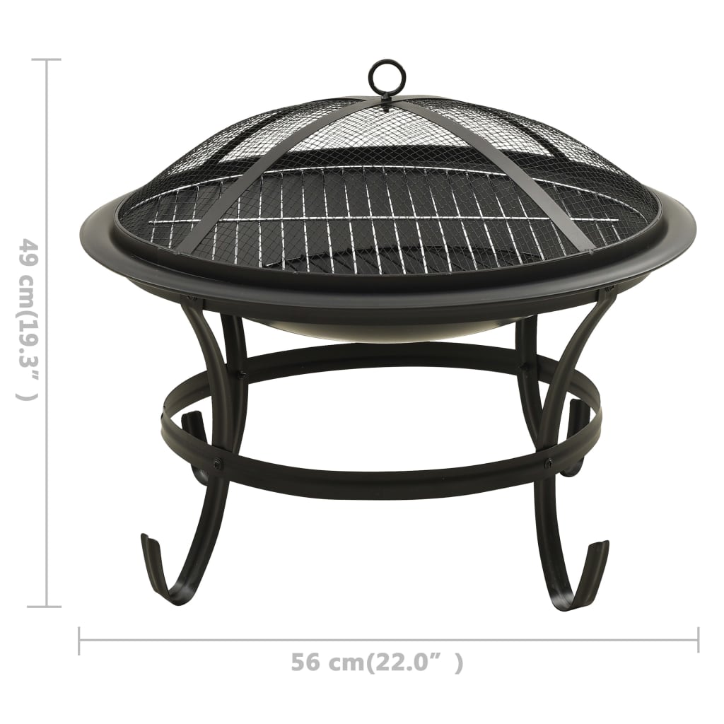 Vuurplaats En Barbecue 2-In-1 Met Pook 56X56X49 Cm Staal