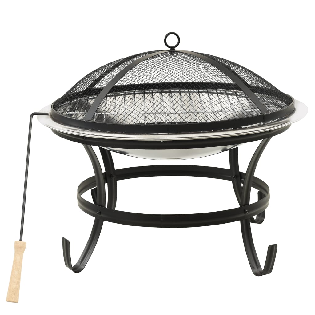 Vuurplaats En Barbecue 2-In-1 Met Pook 56X56X49 Cm Rvs