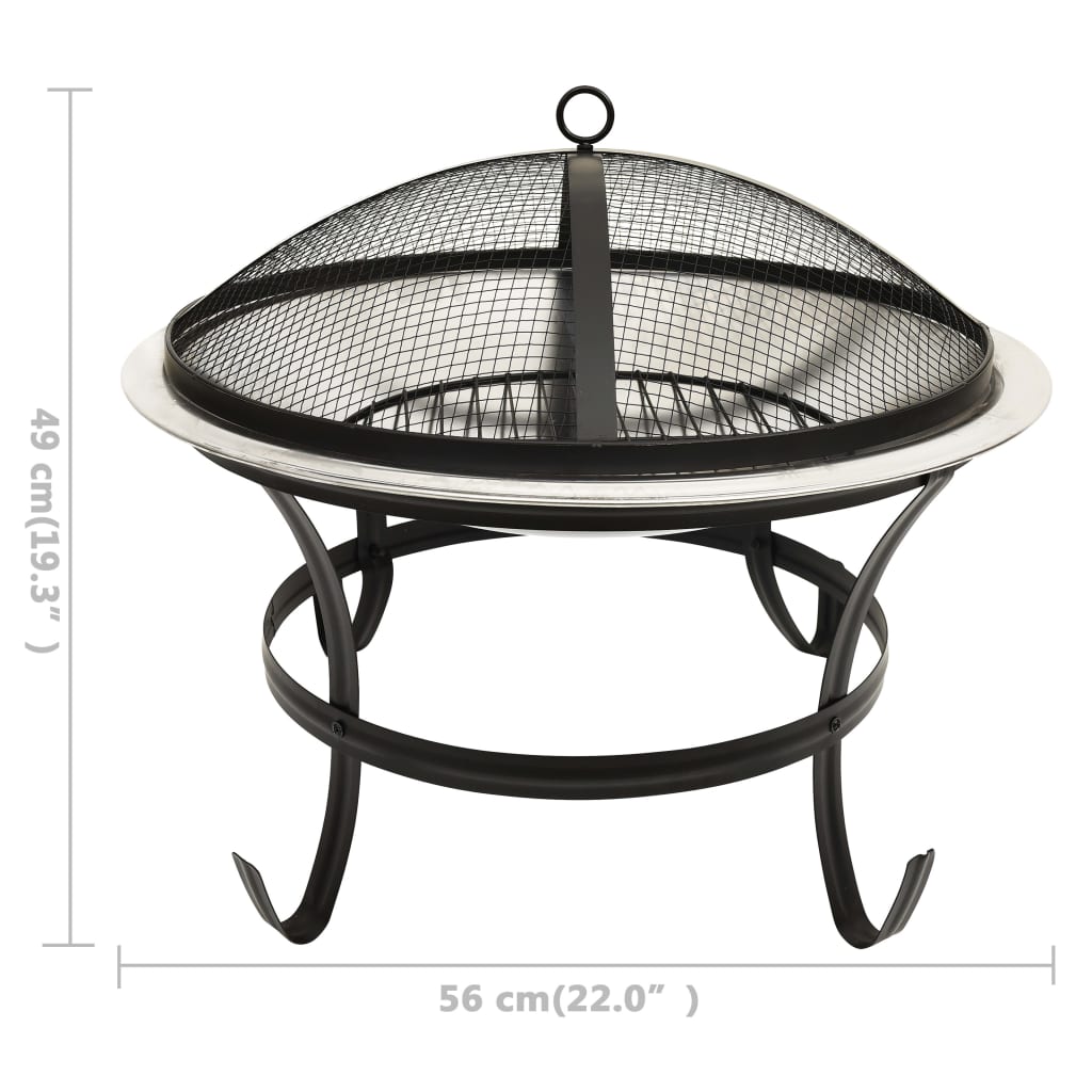 Vuurplaats En Barbecue 2-In-1 Met Pook 56X56X49 Cm Rvs