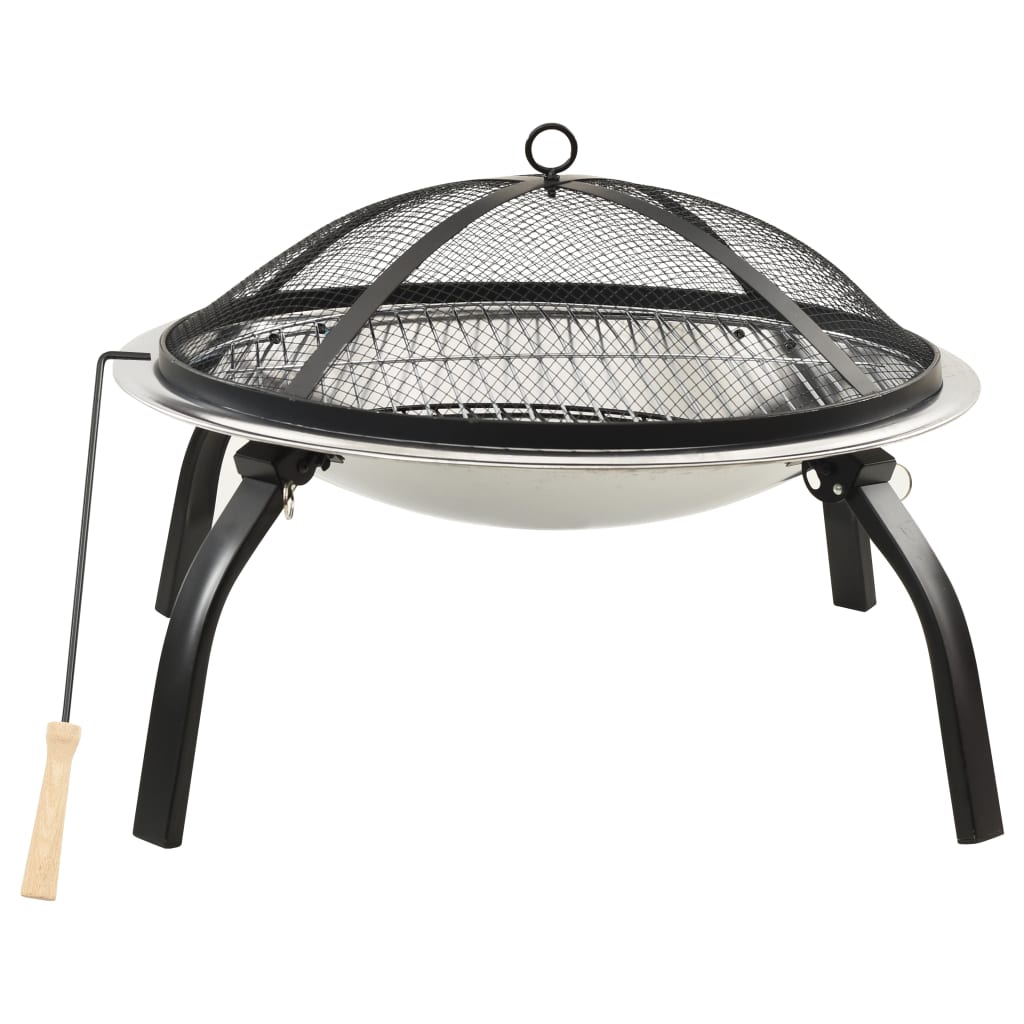 Vuurplaats En Barbecue 2-In-1 Met Pook 56X56X49 Cm Rvs