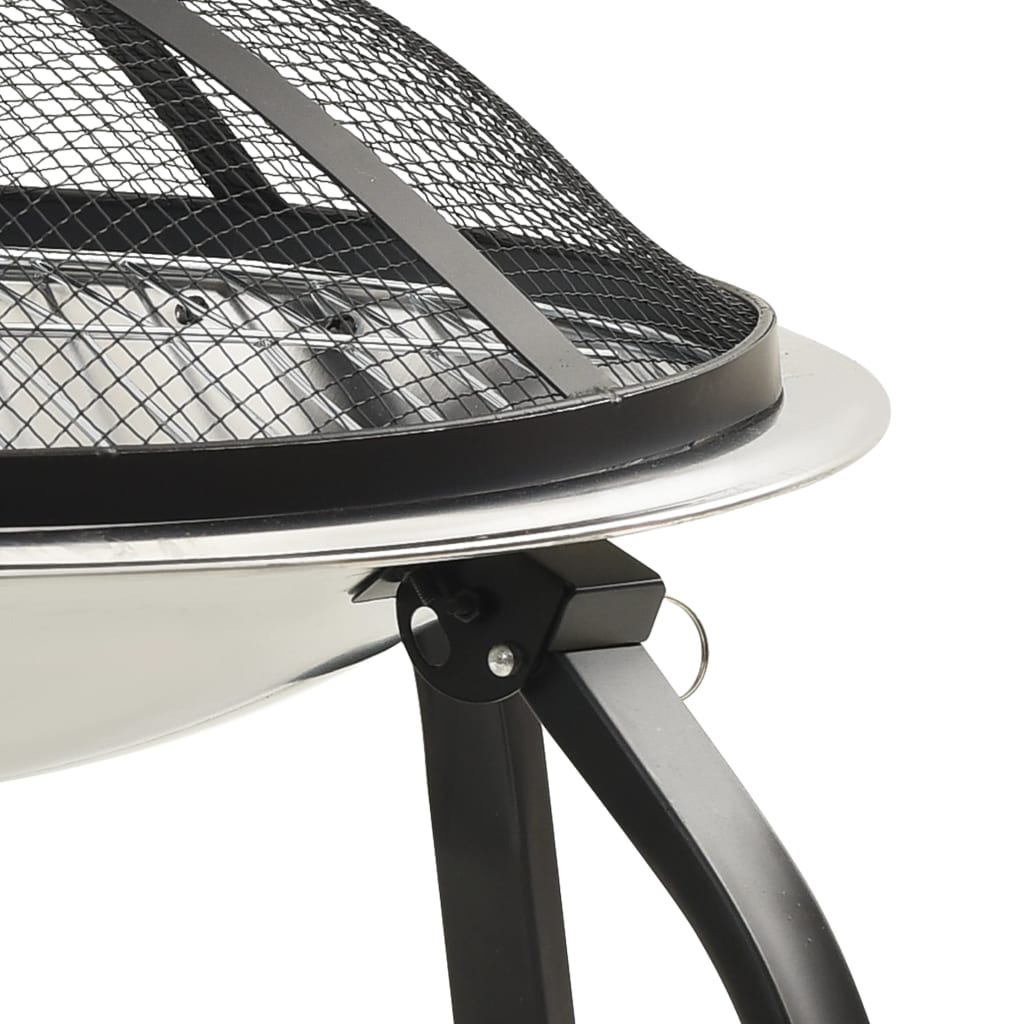Vuurplaats En Barbecue 2-In-1 Met Pook 56X56X49 Cm Rvs
