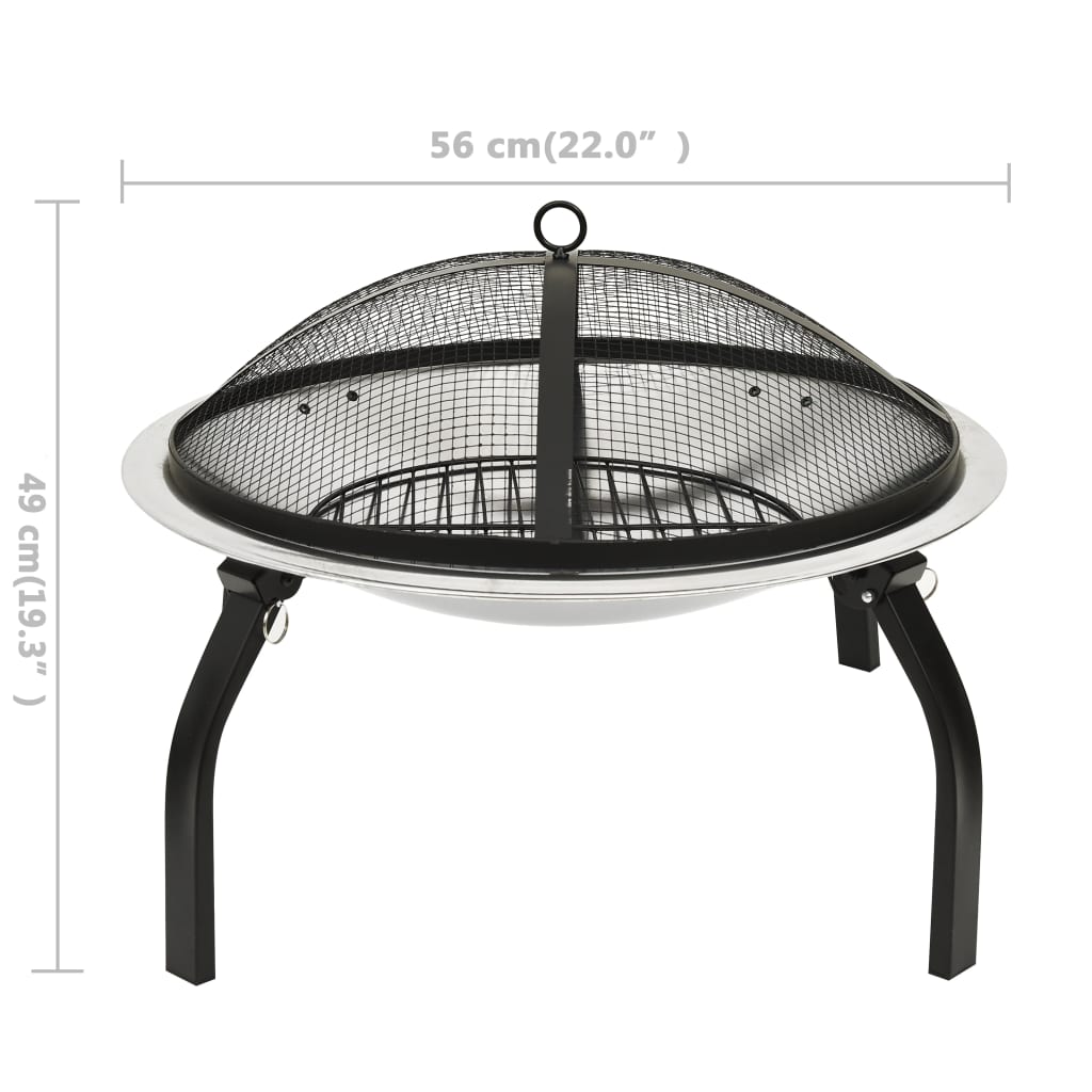 Vuurplaats En Barbecue 2-In-1 Met Pook 56X56X49 Cm Rvs
