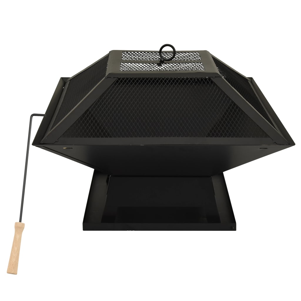Vuurplaats En Barbecue 2-In-1 Met Pook 46,5X46,5X37 Cm Staal