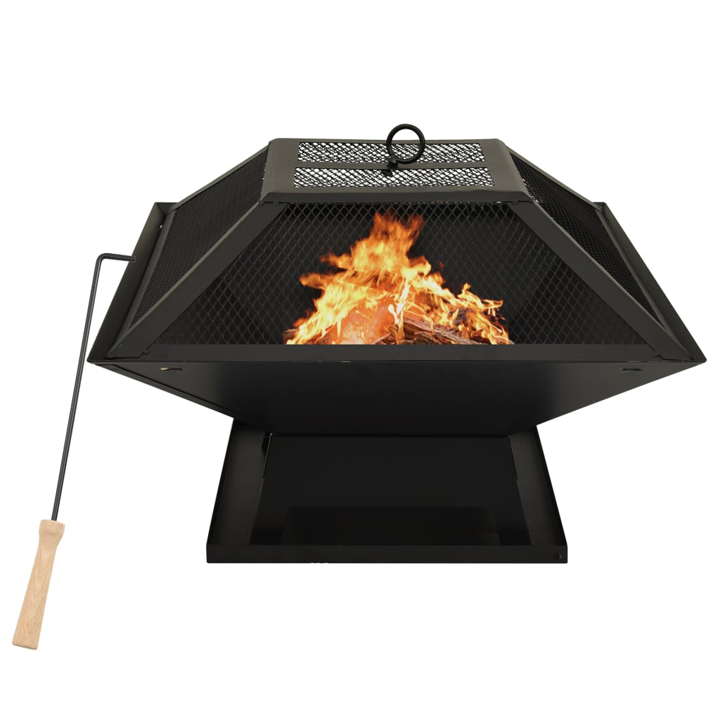 Vuurplaats En Barbecue 2-In-1 Met Pook 46,5X46,5X37 Cm Staal