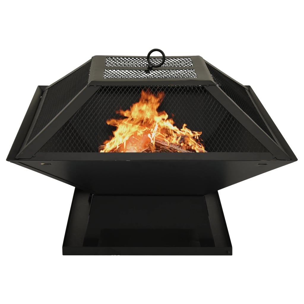 Vuurplaats En Barbecue 2-In-1 Met Pook 46,5X46,5X37 Cm Staal