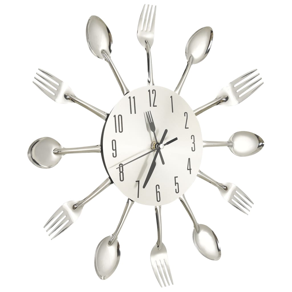 Wandklok Lepel-En-Vork 31 Cm Aluminium Zilverkleurig