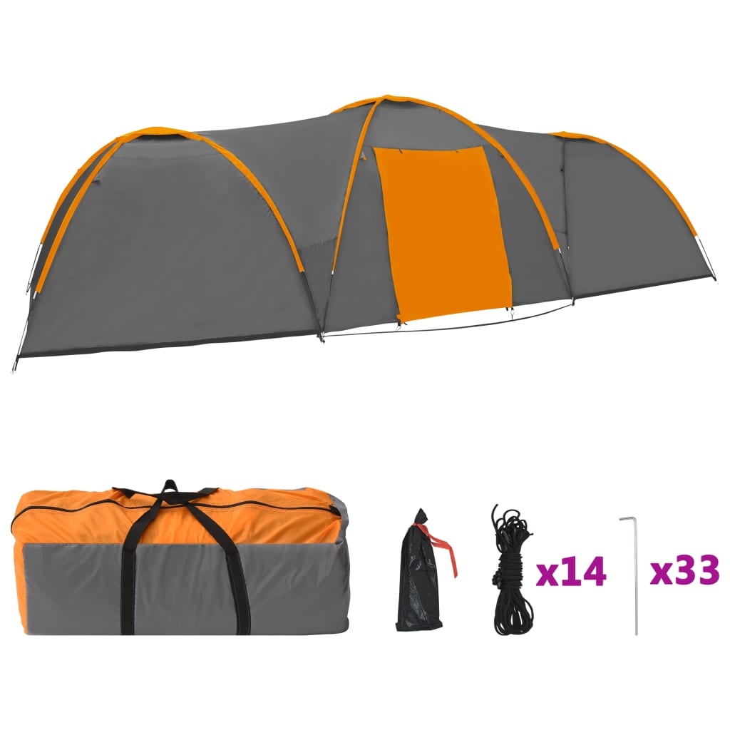 Iglotent 8-Persoons 650X240X190 Cm Grijs En Oranje