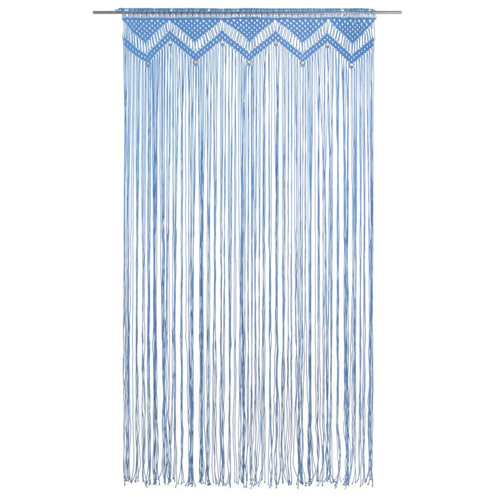 Gordijn Macramé 140X240 Cm Katoen Blauw