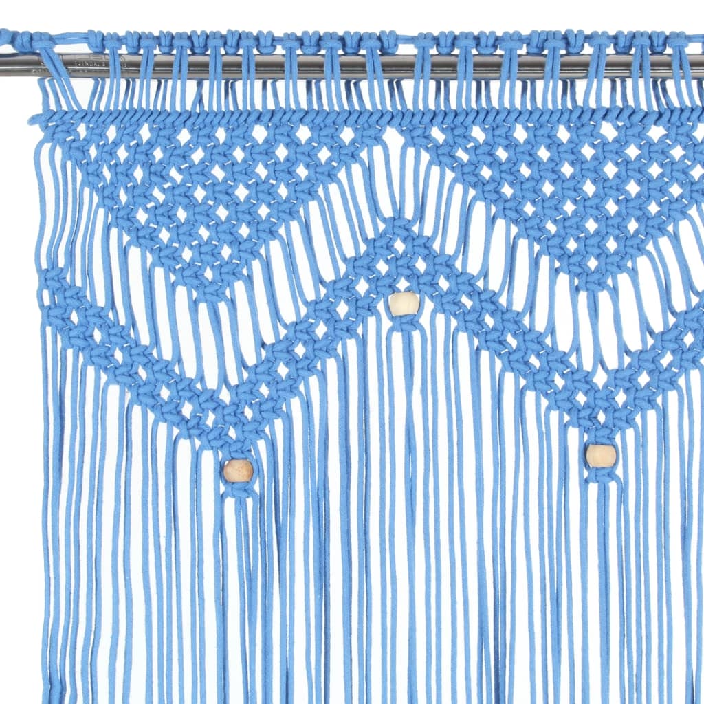 Gordijn Macramé 140X240 Cm Katoen Blauw