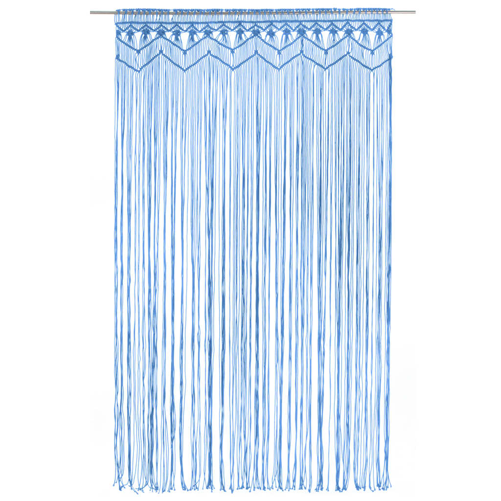 Gordijn Macramé 140X240 Cm Katoen Blauw
