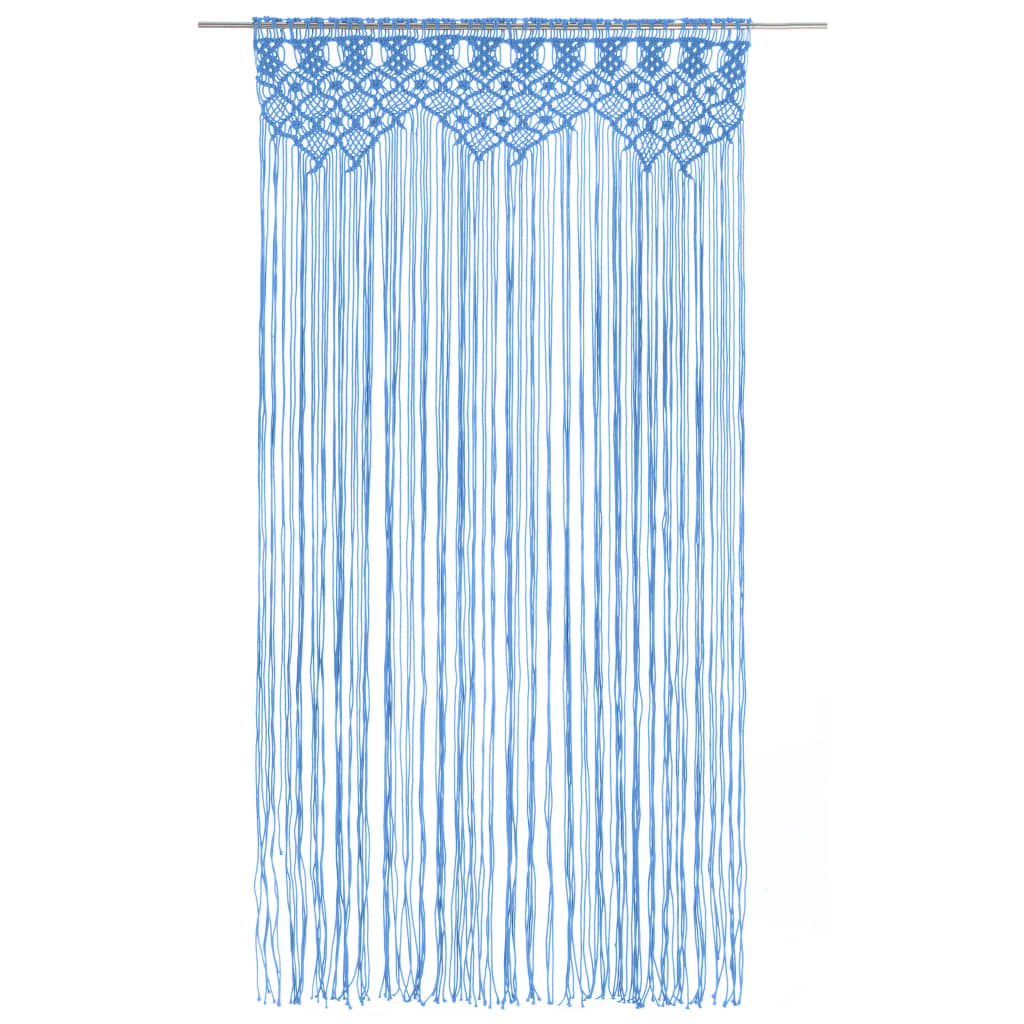 Gordijn Macramé 140X240 Cm Katoen Blauw
