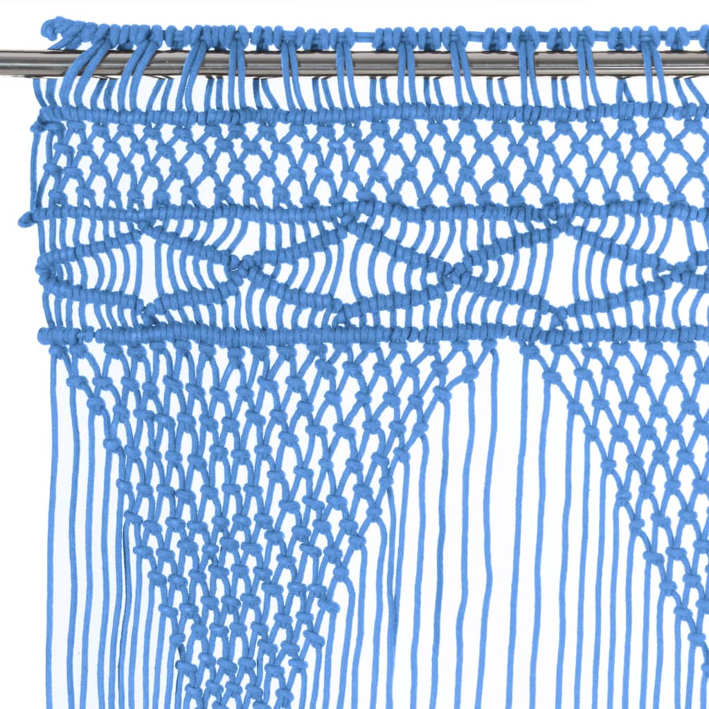 Gordijn Macramé 140X240 Cm Katoen Blauw